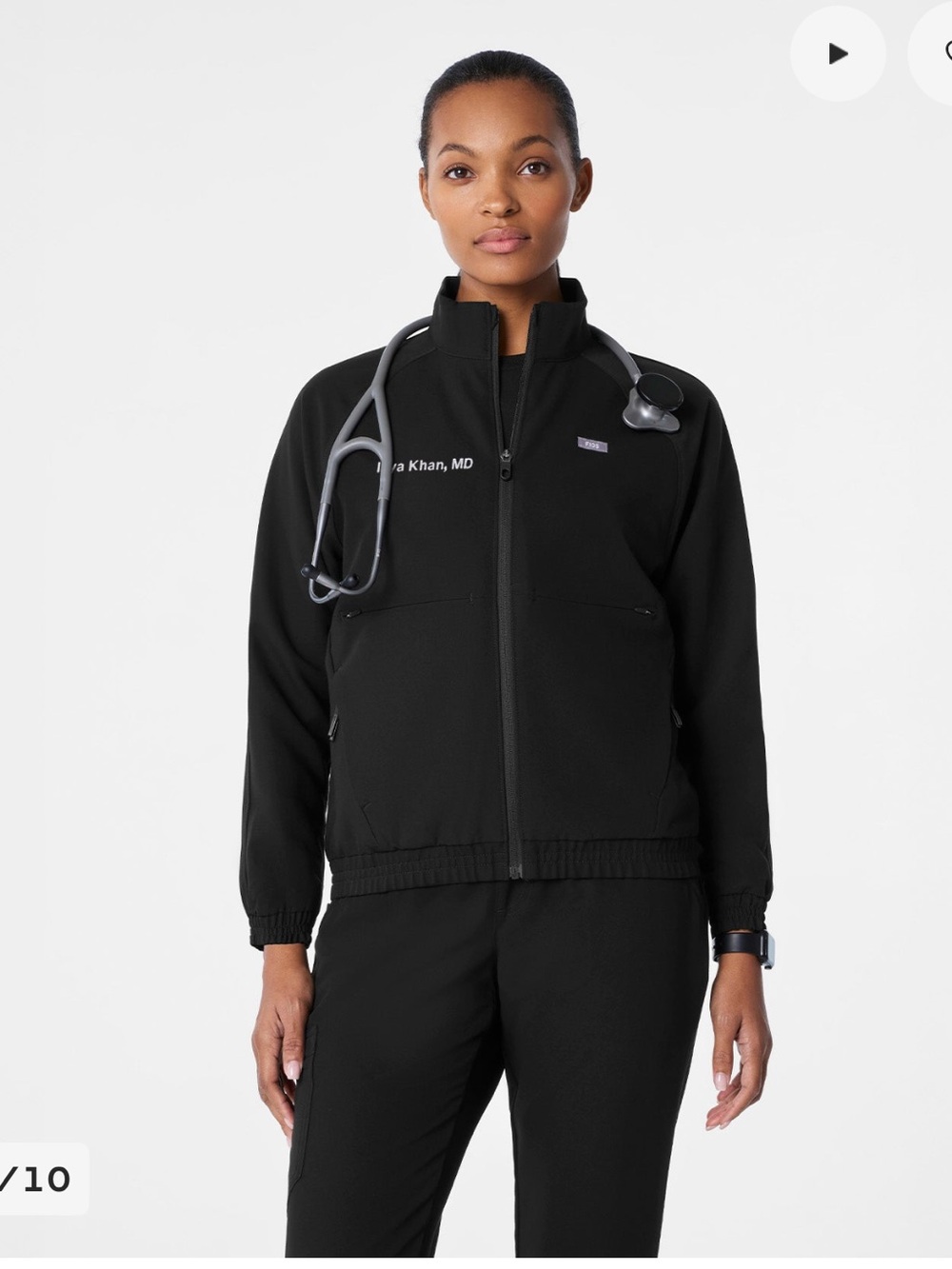 Figs Black Sydney Scrub Jacket